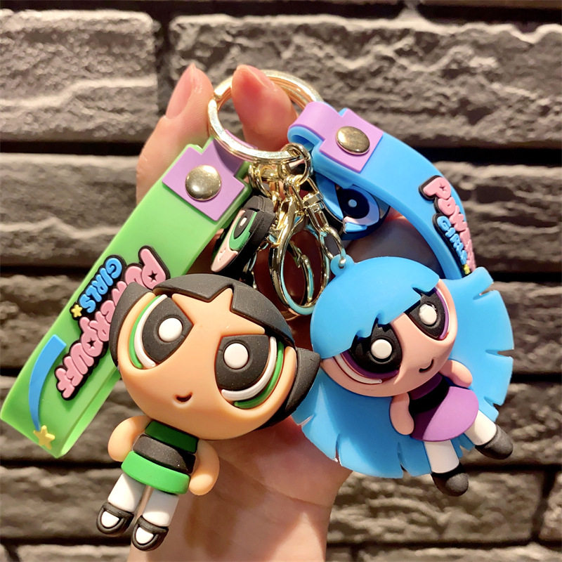 创意飞天小女警钥匙扣精致硅胶公仔可爱挂件情侣汽车包包挂饰礼物