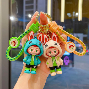 新款变装拉布小绵羊钥匙扣可爱龅牙仔玩偶钥匙链立体公仔礼品