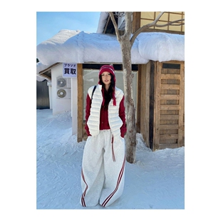 女杠条拼接宽松拖地阔腿裤 双腰头挂件弯刀卫裤 2026年 Col美式 ORG