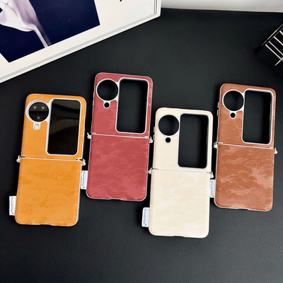 OPPO 银边侧扣&山水画.布链款适用OPPO Find N3 Flip手机壳保护套防摔高级商务保护壳