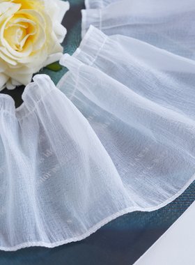 窗帘花边法式浪漫白色皱皱纱立边侧拼蕾丝木耳边轻奢卧室M-1015