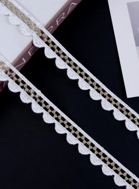 窗帘花边白色蕾丝家纺装饰边裙子服装辅料刺绣法式立边侧拼M-593