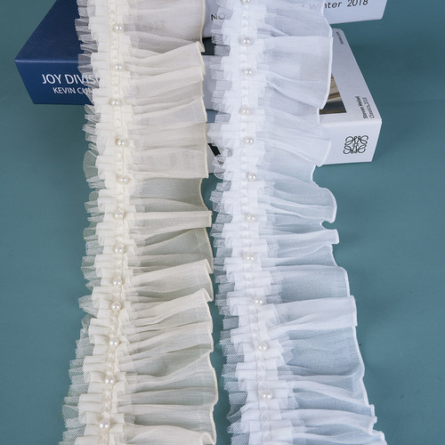 浪漫刺绣金线立边侧拼水溶木耳边