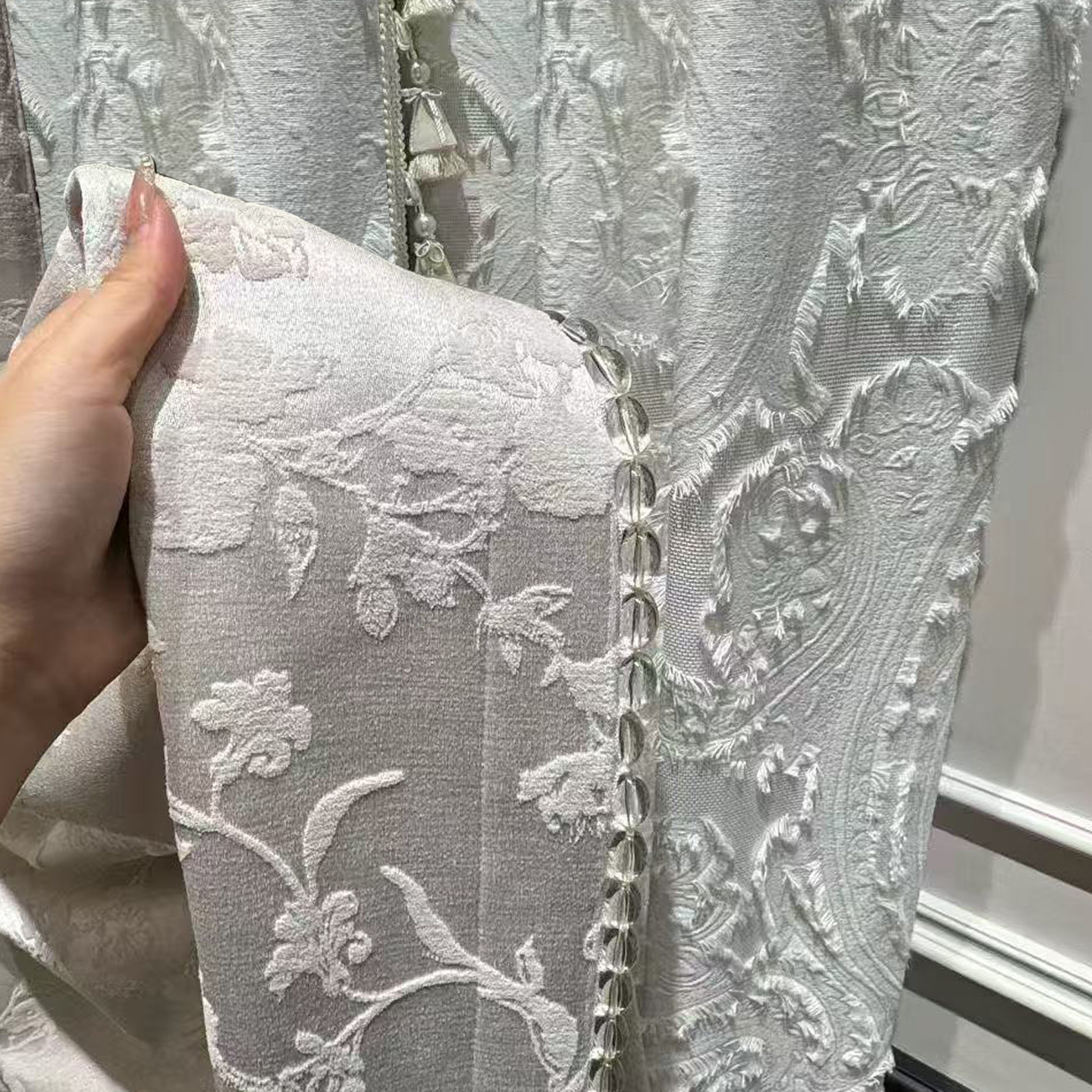 窗帘新款法式水晶珠子吊坠流苏侧面底部拼接透明亚克力饰品M-1024