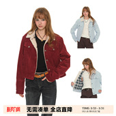 新款 UNRETRO 外套女冬季 工装 加厚保暖夹克上衣 复古灯芯绒翻领短款