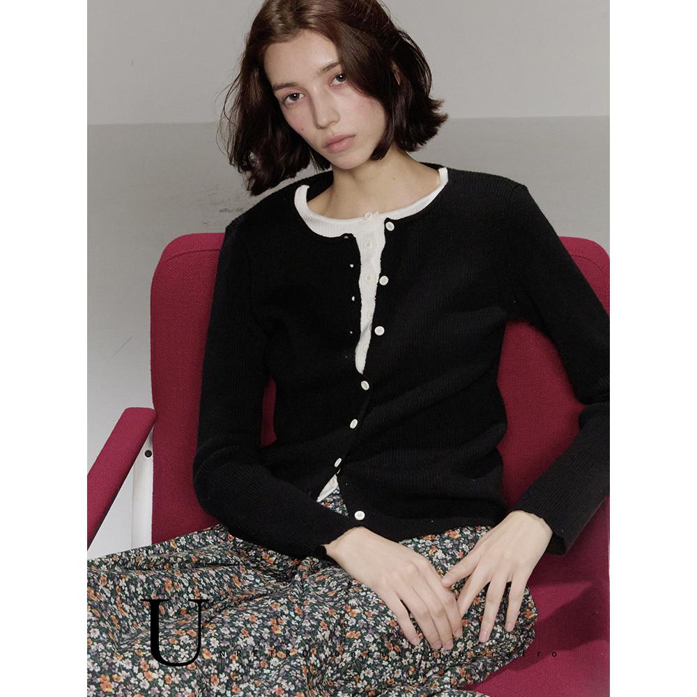 UNRETRO复古假两件针织开衫毛衣