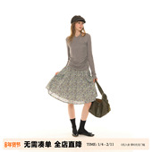 UNRETRO复古全棉高腰彩色波点半身裙女小个子甜酷少女宽松A字伞裙