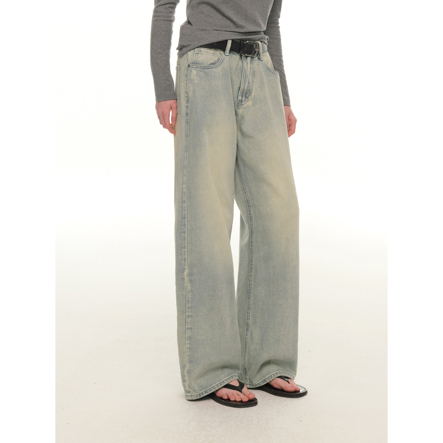 UNRETRO 复古水洗做旧直筒牛仔裤女冬季新款宽松显瘦阔腿休闲裤,女装/女士精品,牛仔裤,淘宝优惠券,粉丝福利购,淘宝优惠卷