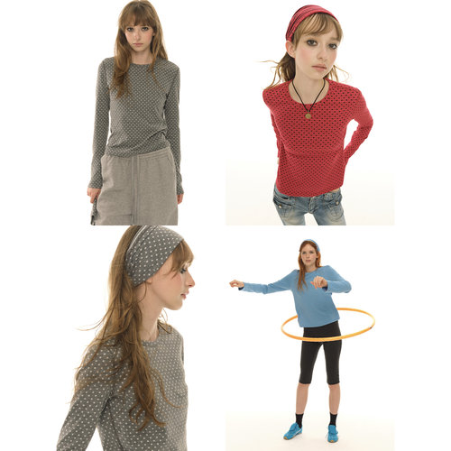 UNRETRO双面穿波点长袖打底衫