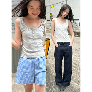 亨利领美式 打底衫 辣妹风短款 背心女外穿遮副乳无袖 修身 UNRETRO