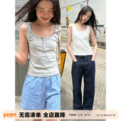 打底衫 UNRETRO 修身 背心女外穿遮副乳无袖 亨利领美式 辣妹风短款