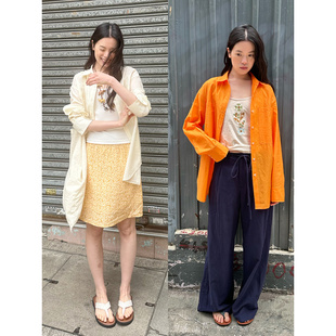 清仓 防晒长袖 UNRETRO 透气中长款 衬衫 微皱肌理感复古宽松薄款