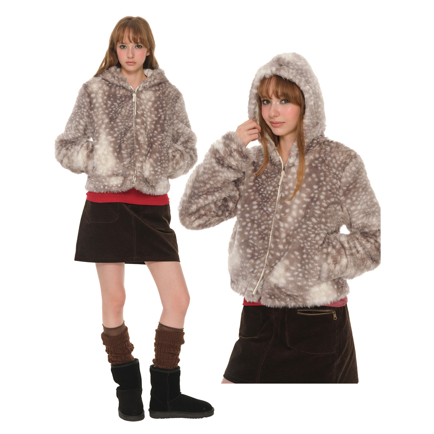 UNRETRO 毛绒小鹿斑点环保皮草女冬季新款小个子保暖短款毛毛外套,女装/女士精品,短外套,淘宝优惠券,粉丝福利购,淘宝优惠卷