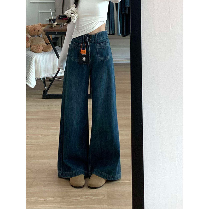 复古阔腿牛仔裤女秋冬大码胖mm高腰宽松显瘦梨形胯大腿粗直筒长裤,女装/女士精品,牛仔裤,淘宝优惠券,粉丝福利购,淘宝优惠卷