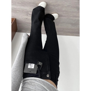 显瘦弹力百搭马蹄裤 黑色辣妹高腰微喇叭牛仔裤 修身 新款 女2025秋季