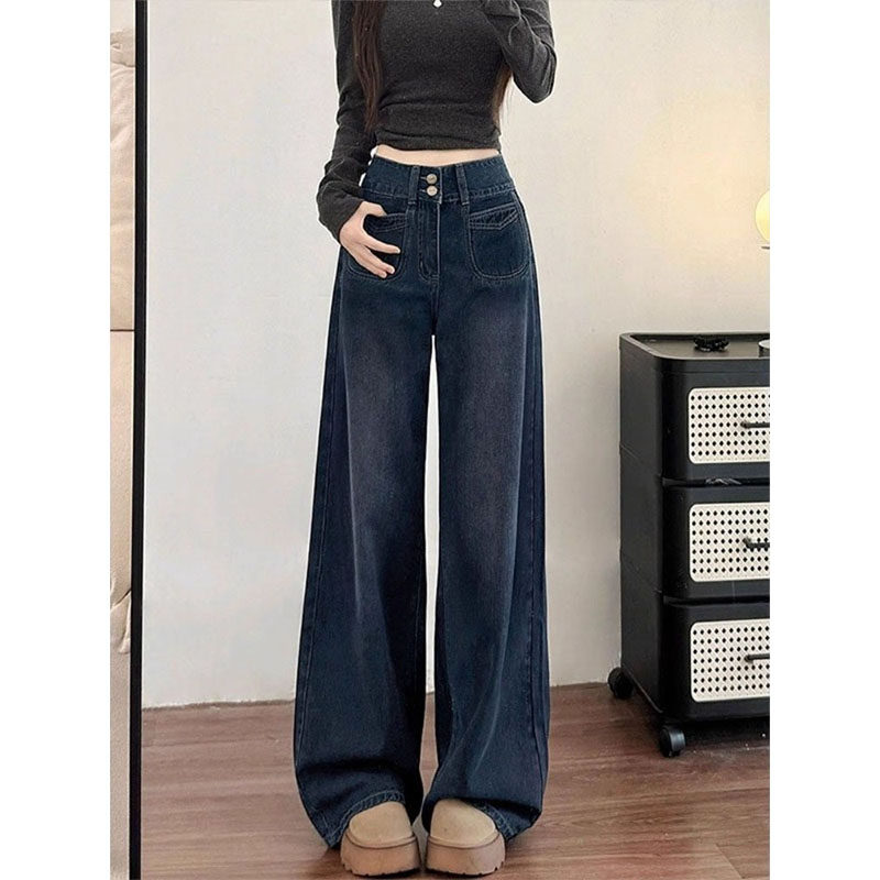 复古直筒牛仔裤女高腰冬季加绒胖mm大码显瘦梨形身材宽松阔腿裤子,女装/女士精品,牛仔裤,淘宝优惠券,粉丝福利购,淘宝优惠卷