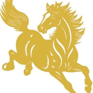 生肖马剪纸镂空窗花骏马贴画玻璃贴纸不干胶即时贴PVC金色马镂空