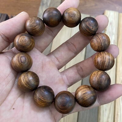 极品！越南黄花梨紫油梨老料沉水料1.8cm手串手链一物一拍沉水料