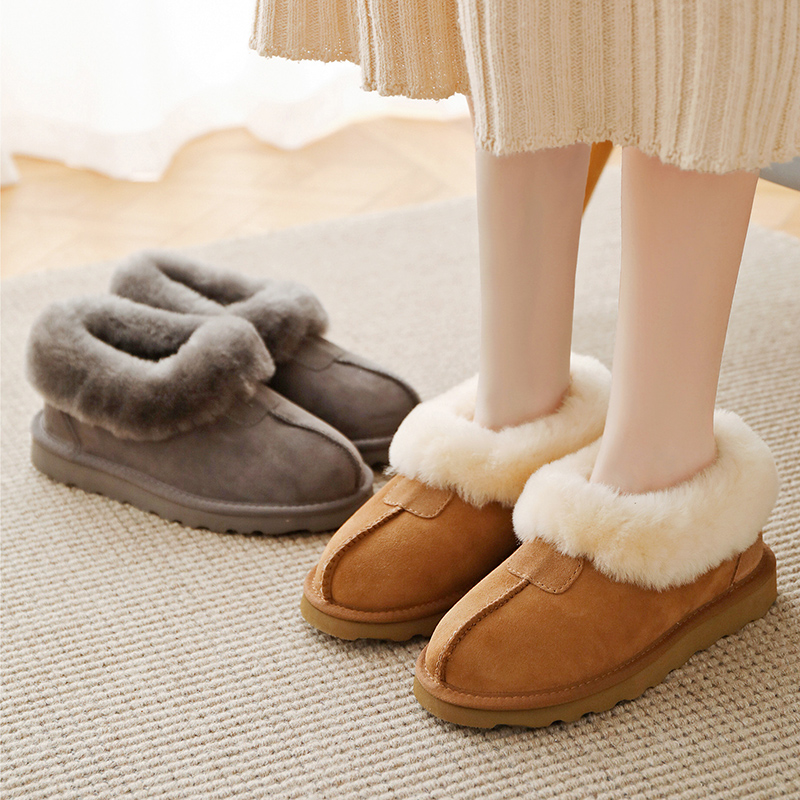 羊毛棉鞋男大码一体真皮保暖