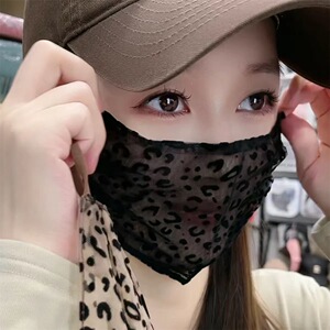 口罩女高颜值2026新款春夏季防晒口罩透气轻薄网纱显脸小蕾丝面罩