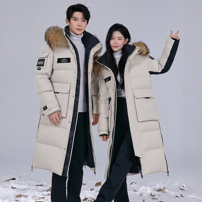 2025新款极寒系列羽绒服情侣过膝加长款男女貉子毛领东北旅游