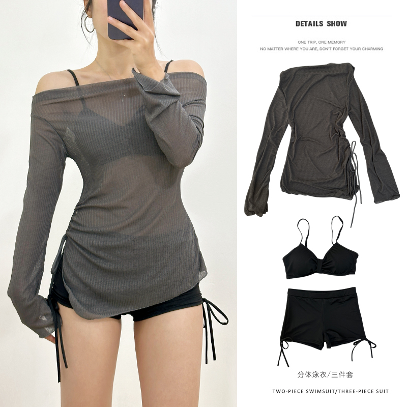 泳衣女高级感2025新款分体式性感遮肉显瘦微胖mm保守长袖防晒罩衫