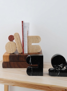 样板间几何不规则大理石书档摆件