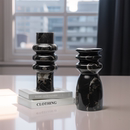 简约现代黑色大理石花瓶摆件样板房软装 干花插花器茶几桌面装 饰品