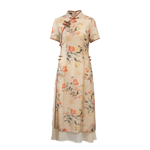 如意风夏季新款中国风奥黛连衣裙显瘦气质高考季送考旗袍裙24R545