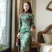 如意风旗袍冬款 民国风女装 加厚保暖夹棉显瘦改良版 连衣裙复古长款