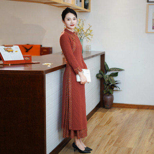 如意风冬季新款国风改良旗袍女复古时尚年轻款中式改良旗袍24R686