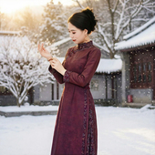 改良旗袍高端大气修身 如意风新款 复古气质新中式 显瘦旗袍女26R102