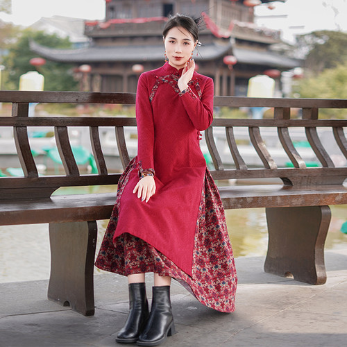 如意风新款新中式国风旗袍裙端庄大气高级感妈妈婚宴装旗袍25R710