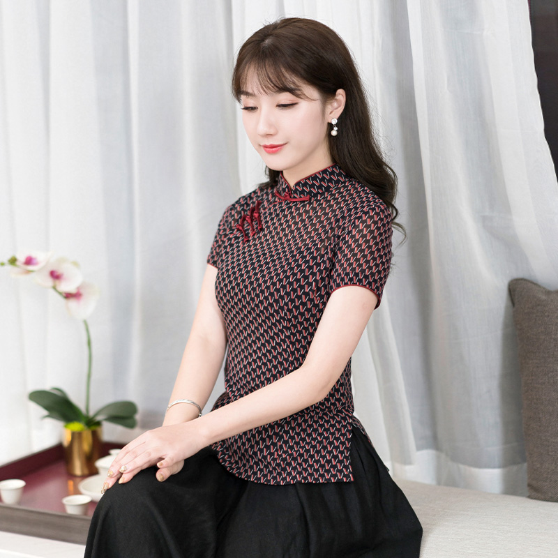 如意风上衣旗袍女薄款服盘修身