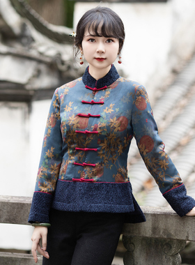 如意风复古唐装民国改良旗袍上衣显瘦百搭冬季加厚棉衣外套23R690