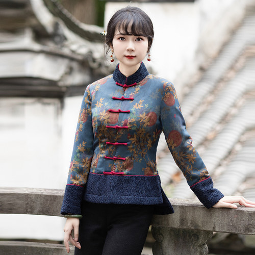 加厚旗袍如意风加厚棉衣外套