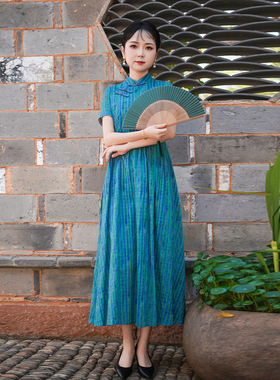 如意风夏季新款修身显瘦气质连衣裙女复古时尚新中式裙子女25R587