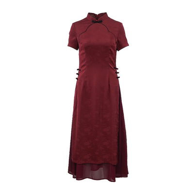 如意风奥黛旗袍中国风连衣裙收腰显瘦长款民国复古气质裙子24R628