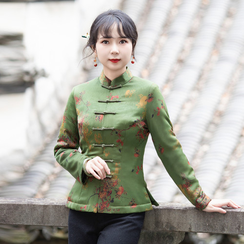 加厚旗袍小棉袄唐装女