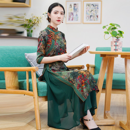 中国日常连衣裙如意风复古旗袍