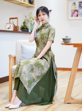 如意风夏季新款中国风改良奥黛连衣裙气质高考季送考旗袍女24J008