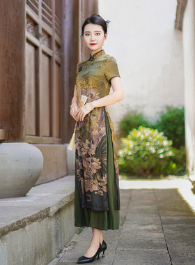 如意风夏季新款中国风改良奥黛连衣裙显瘦高考季送考旗袍24F098