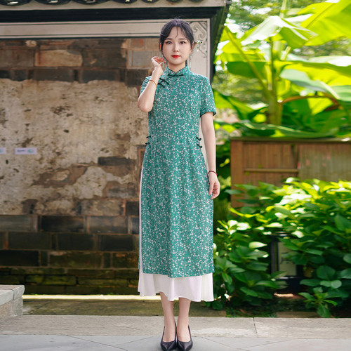 如意风夏季新款日常可穿显瘦复古民国大小姐风新中式旗袍女25R663