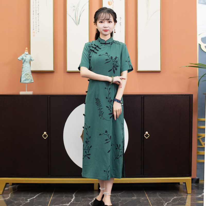 如意风旗袍夏季新款气质中国风改良妈妈装中式盘扣民国风复古女装