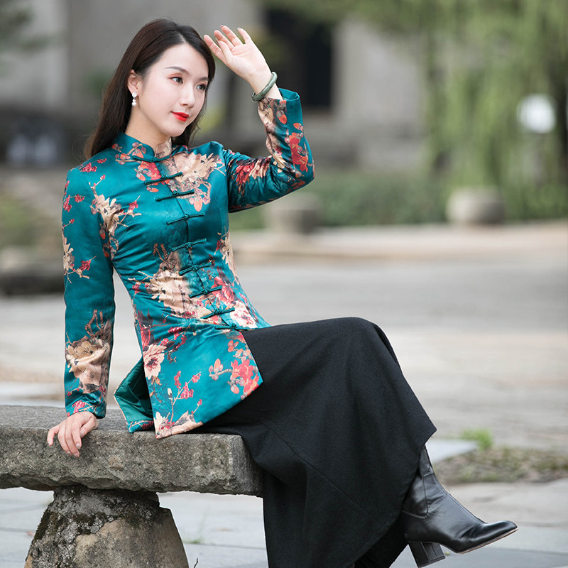 唐装女中国风冬装加厚短棉袄年轻款过年旗袍小袄复古民族风女装