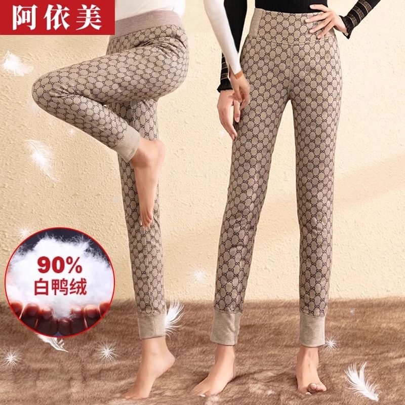 冬羽绒裤女内穿外高腰可拆卸内胆白鸭绒大码保暖加绒加厚小脚棉裤