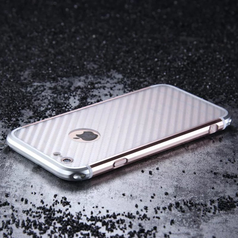 iy Rainbow Aluminum Metal Bumper Carbon Fiber Back Cover Case for Apple iPhone 6S Plus/6 Plus & iPhone 6S/6