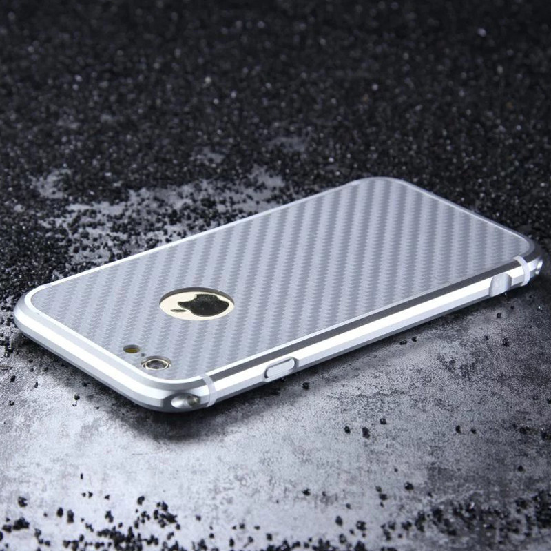 iy Rainbow Aluminum Metal Bumper Carbon Fiber Back Cover Case for Apple iPhone 6S Plus/6 Plus & iPhone 6S/6