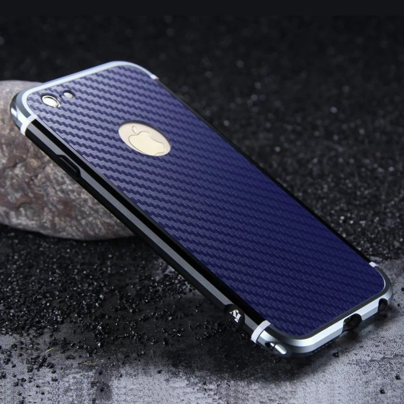 iy Rainbow Aluminum Metal Bumper Carbon Fiber Back Cover Case for Apple iPhone 6S Plus/6 Plus & iPhone 6S/6
