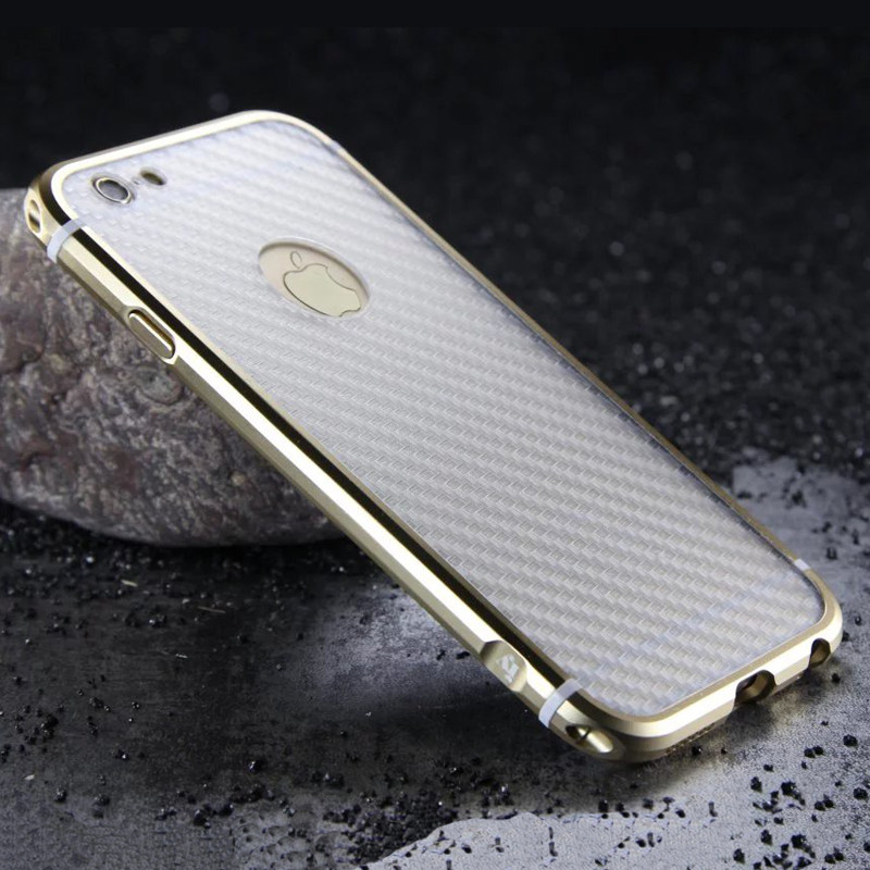 iy Rainbow Aluminum Metal Bumper Carbon Fiber Back Cover Case for Apple iPhone 6S Plus/6 Plus & iPhone 6S/6